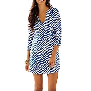 Lilly Pulitzer Rossmore Midi T-Shirt Dress Blue Stripe Zebron, Size small